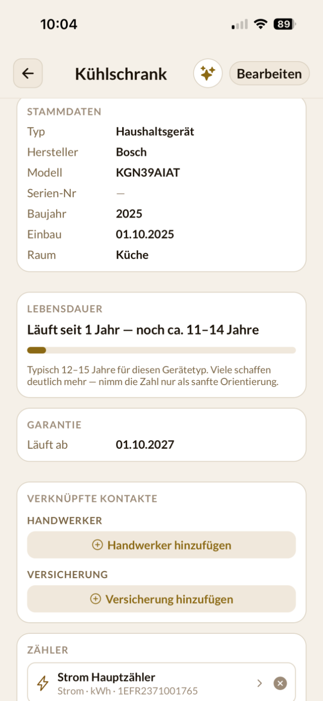 Gerätedetail — Garantie und Gewährleistung im Blick
