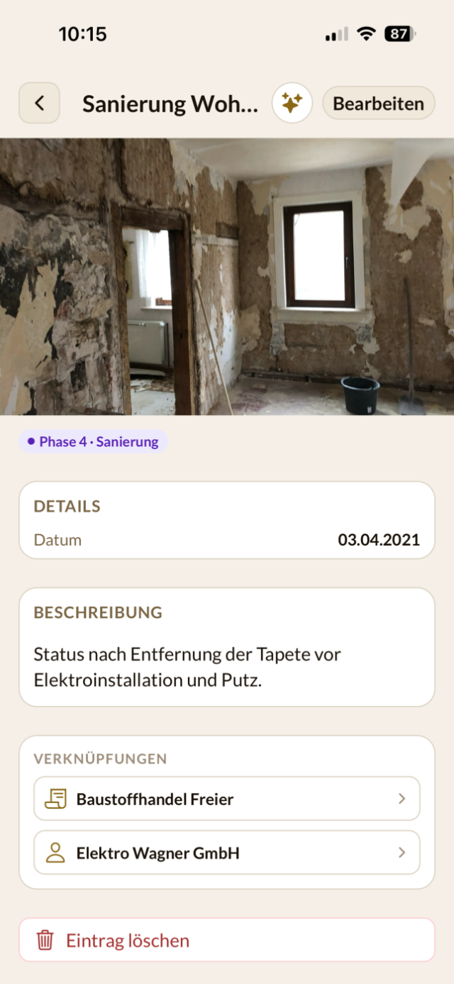 Chronik — die Geschichte deiner Sanierungen